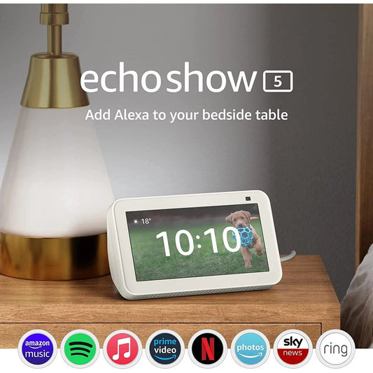 Amazon Echo Show 5 (2nd Gen, 2021) Glacier White Smart Display with Alexa